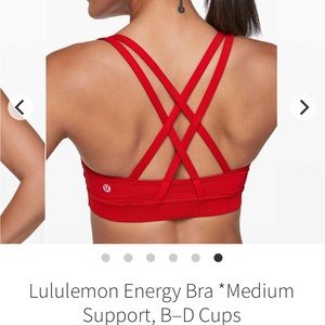 NWOT Red Lululemon Energy Bra